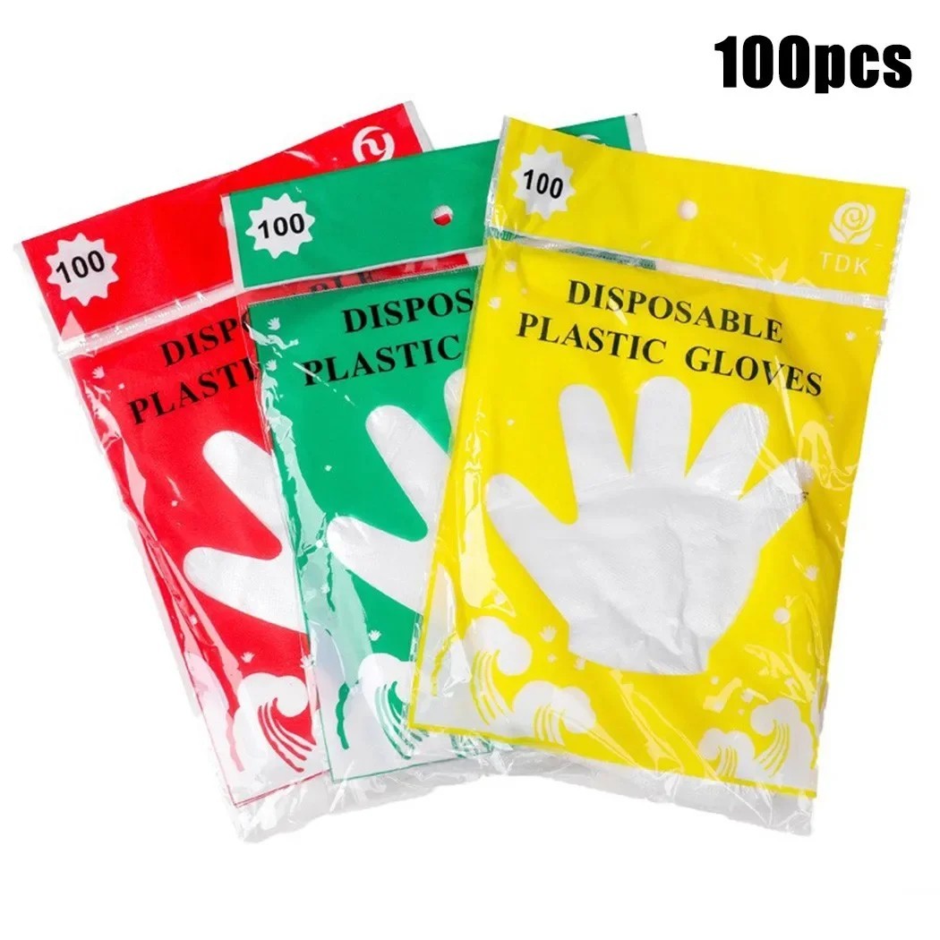 100 Pcs Clear Disposable Plastic Gloves Food Grade Handling Prep Cooking Cleanin