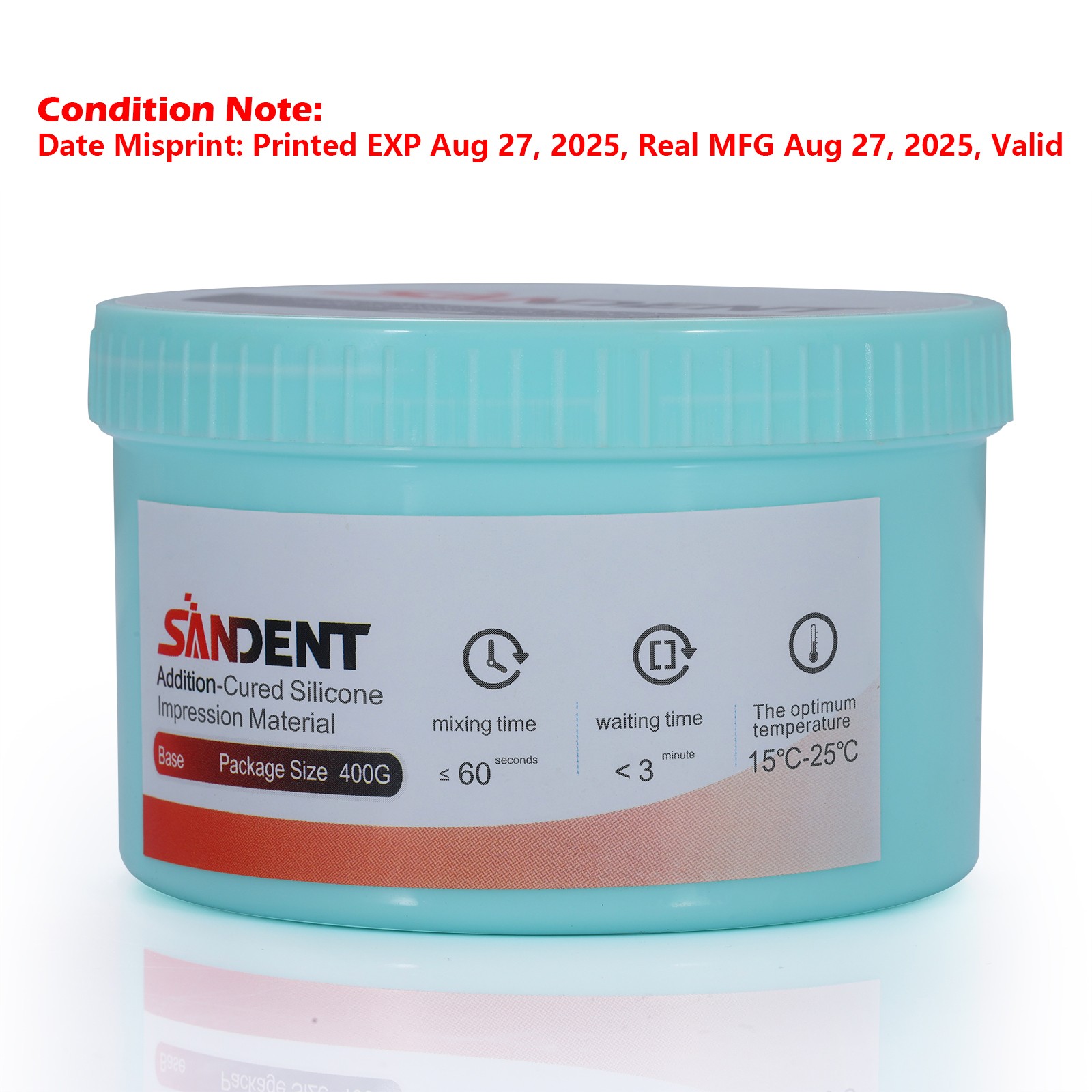 SANDENT Dental Putty PVS VPS Impression Material Base Fast Set 2x 400g