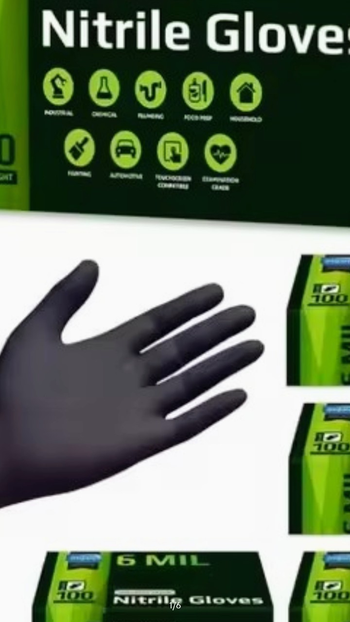 Inspire Blck Nitrile Gloves 6 MIL Powder-Free Sz M/L Medical/Industrial 100cnt