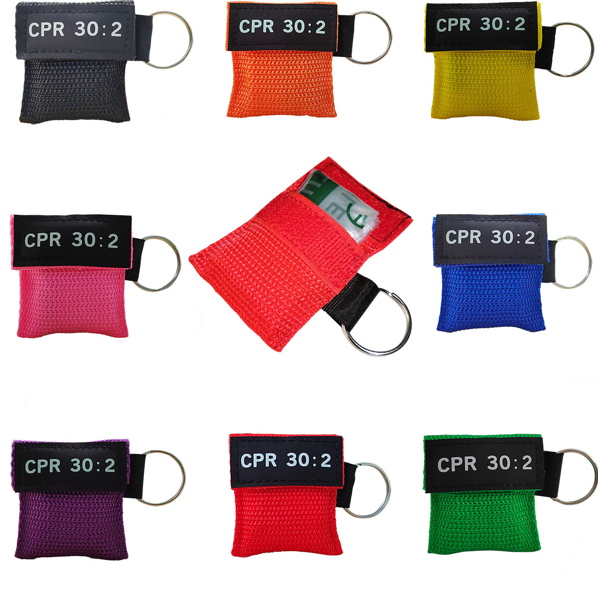 300pcs CPR Mask Random Color Keychain Pouch One-way Valve Respirater First Aid
