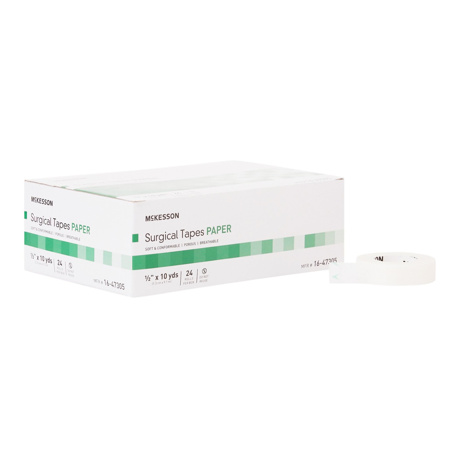 McKesson Paper Medical Tape, 1/2 Inch x 10 Yard, White-Case of 288
