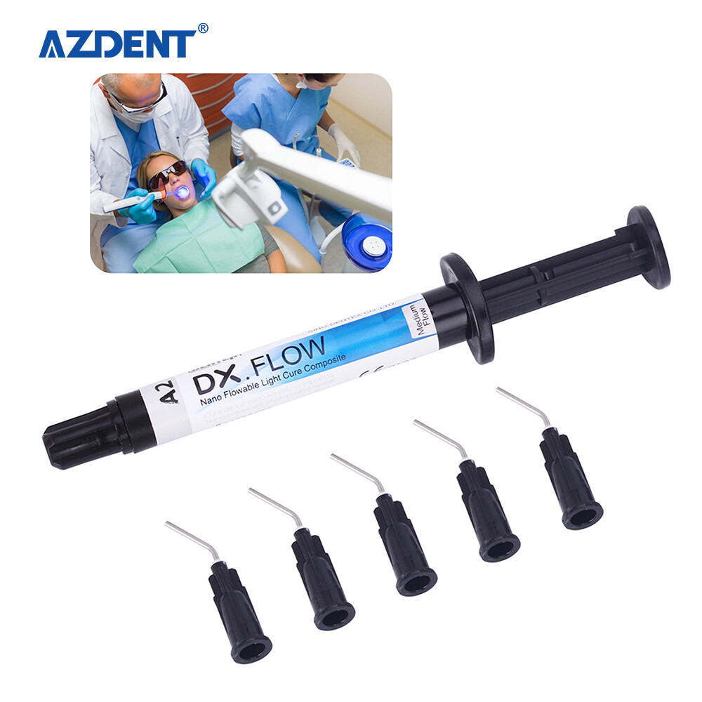 Dental Dentex Flowable Light Cure Composite Resin Medium Flow Syringes A2 Shade