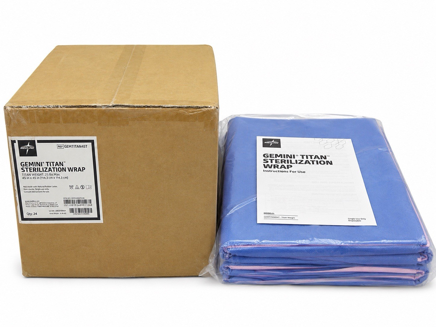 Medline Gemini Titan Sterilization Wrap 45” x 45” GEMTITAN45T Case of 24 New