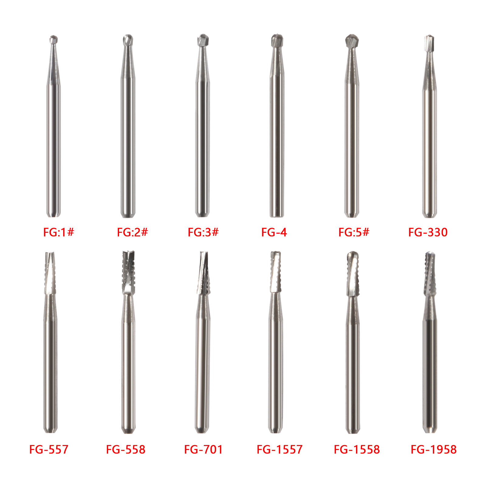 10pcs/1Kit Dental FG Fresas de carburo de tungsteno Alta Velocidad pieza de mano