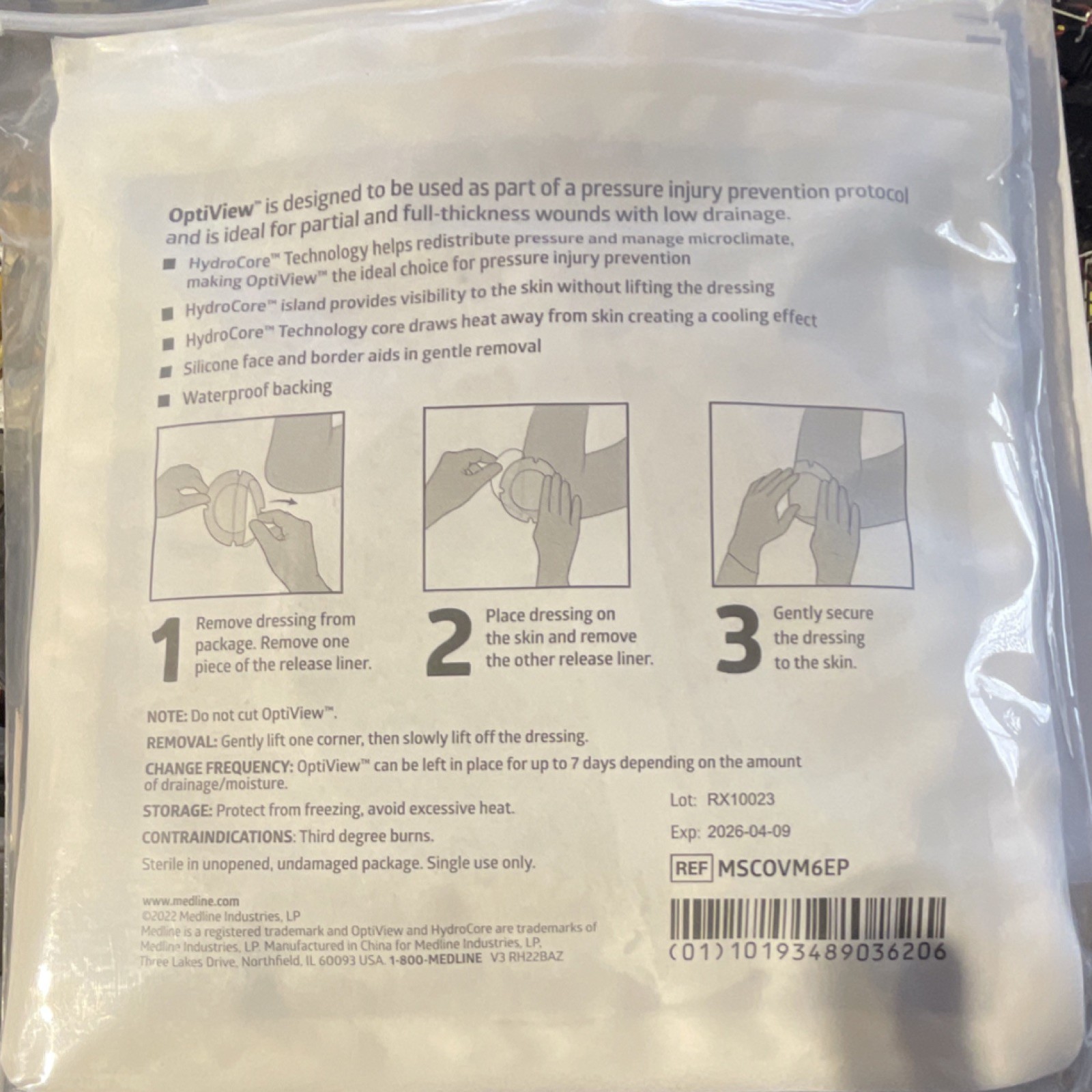 10 Medline OptiView Transparent Dressing 6 in Round HydroCore Exp 2026-04