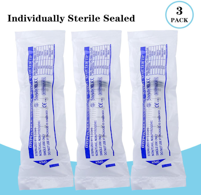 60Ml Syringe with Cap, Syringes without Needle, Measurement Applicator (3 Pack)