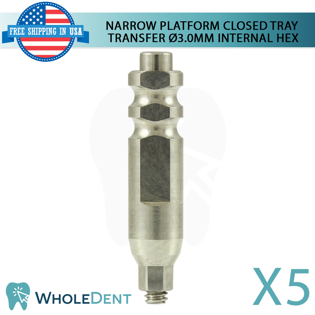 5x Narrow Platform Close Tray Transfer Coping Titanium Dental Internal Hex 2.0mm