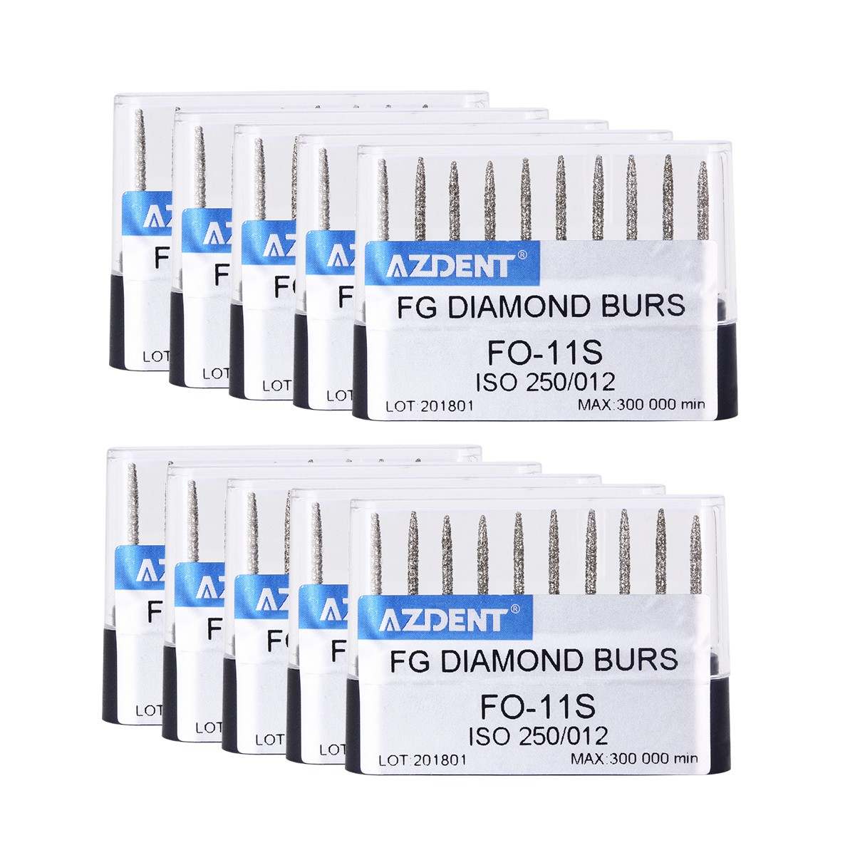 10 PCS Dental Super Coarse Diamond Burs Drills FO-11S for High Speed Handpiece