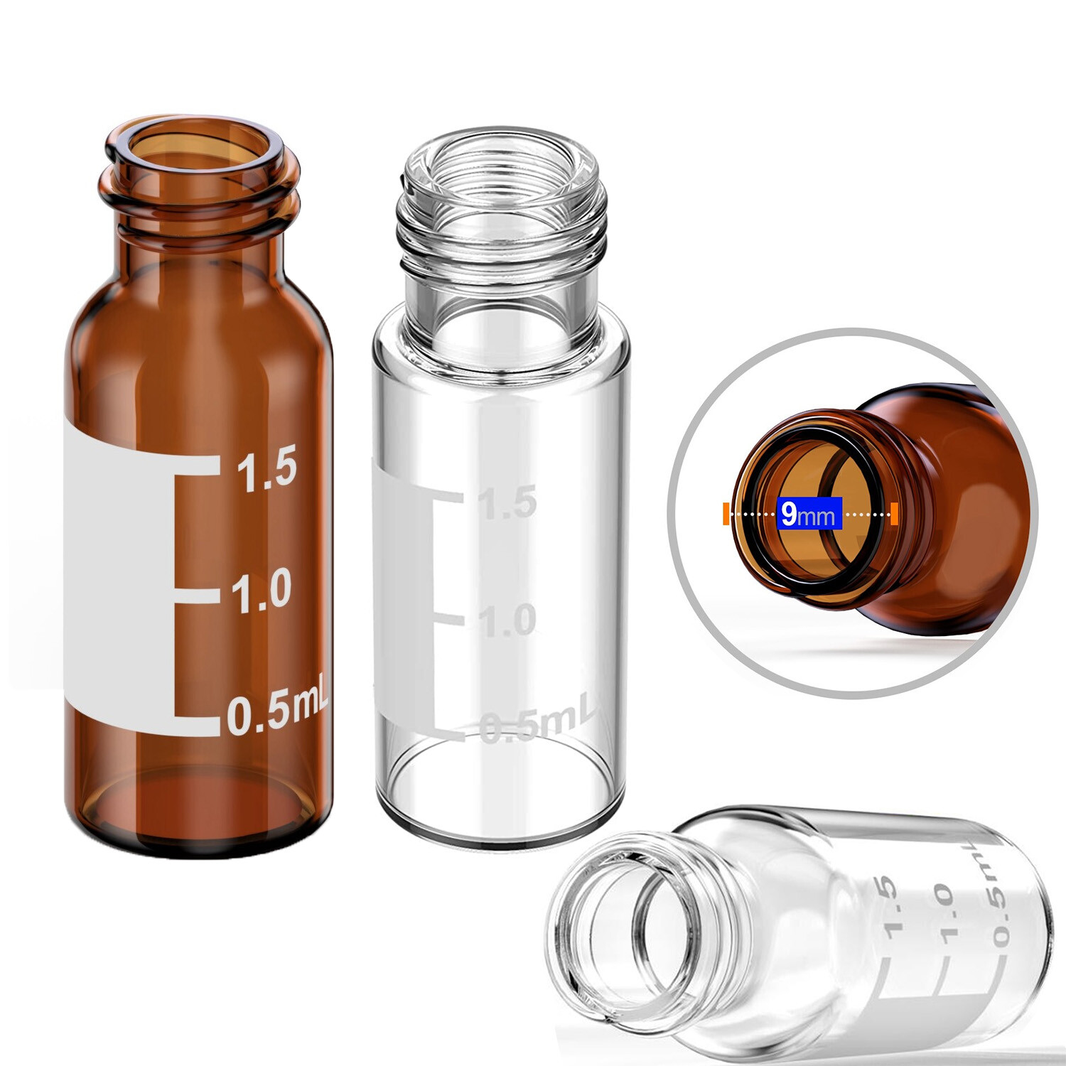 2ml Autosampler Vial,HPLC/GC Vial9-425 Lab Amber/Clear Sample Vial Writing Patch