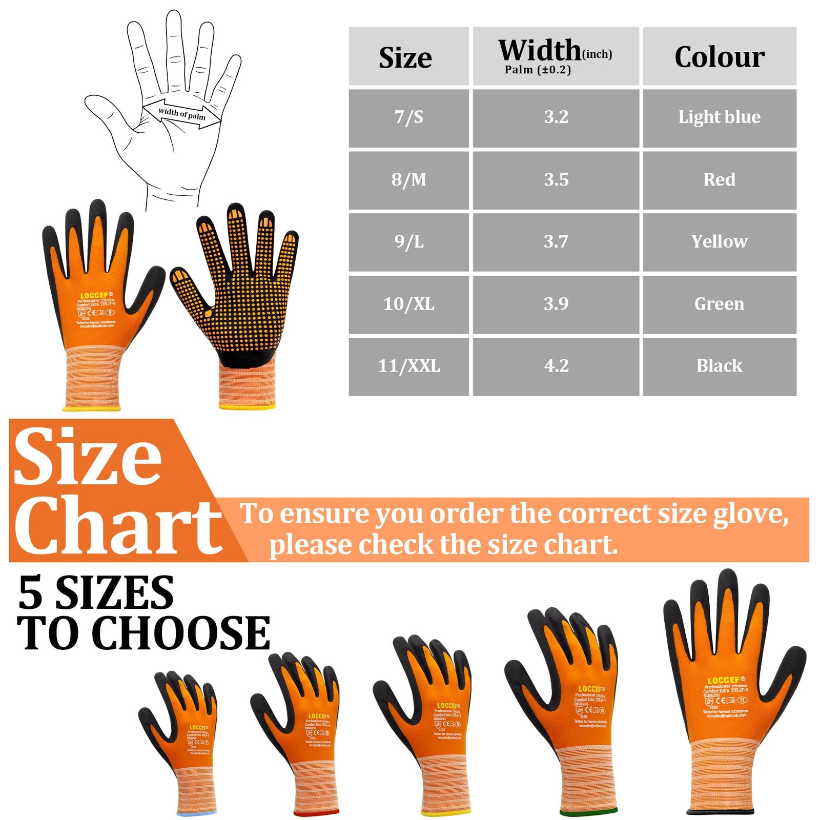 Loccef Work Gloves Microfoam Nitrile Coated-6 Pairsendurance Seamless Knit
