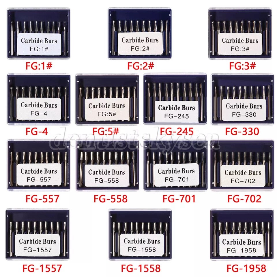 10 Pcs/pack FG High Speed Dental Tungsten Steel Carbide Crown Cutting Burs DL