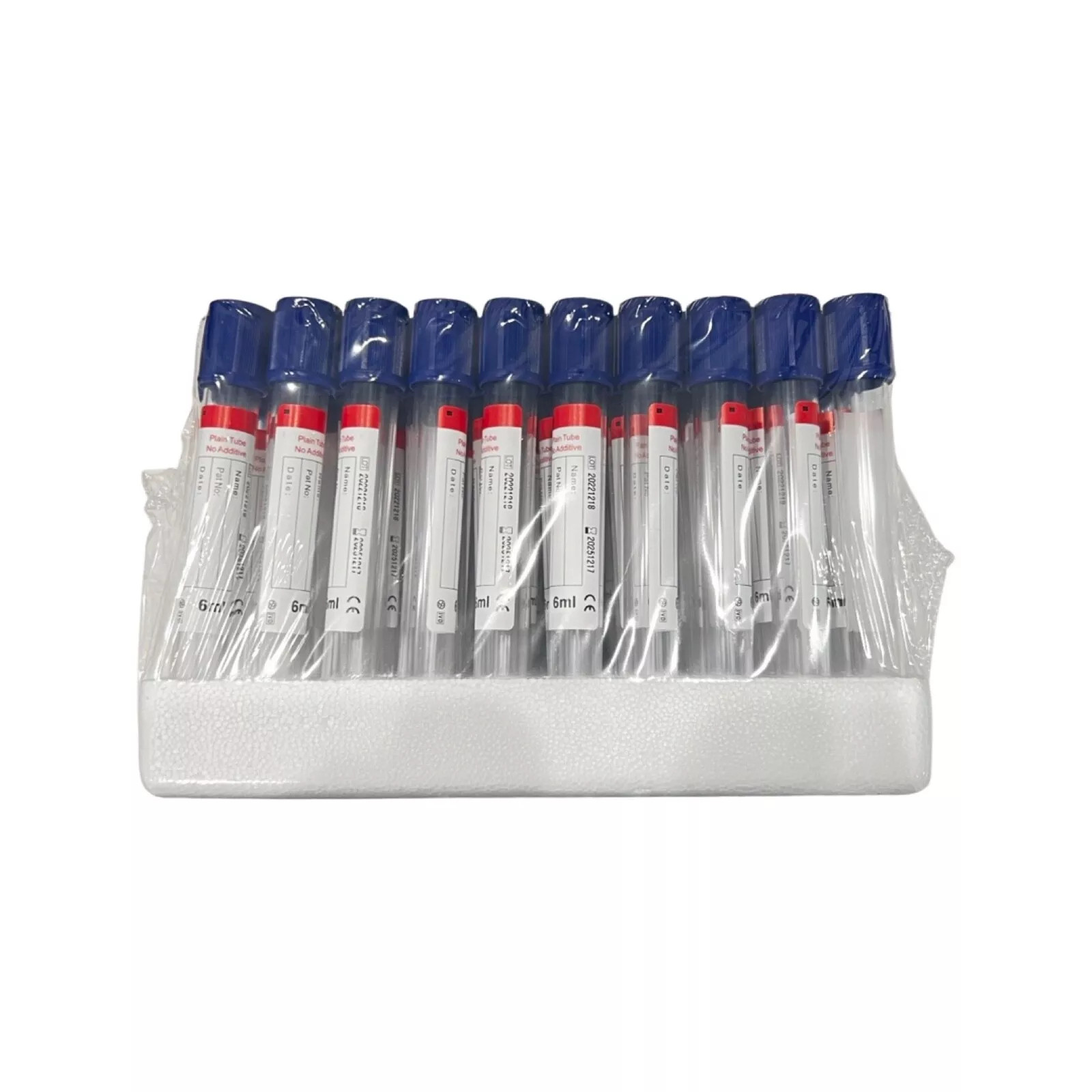 VACUUM BLOOD COLLECTION PLAIN TUBE NO ADDITIVE, 13x100mm 6mL, Exp 12/25