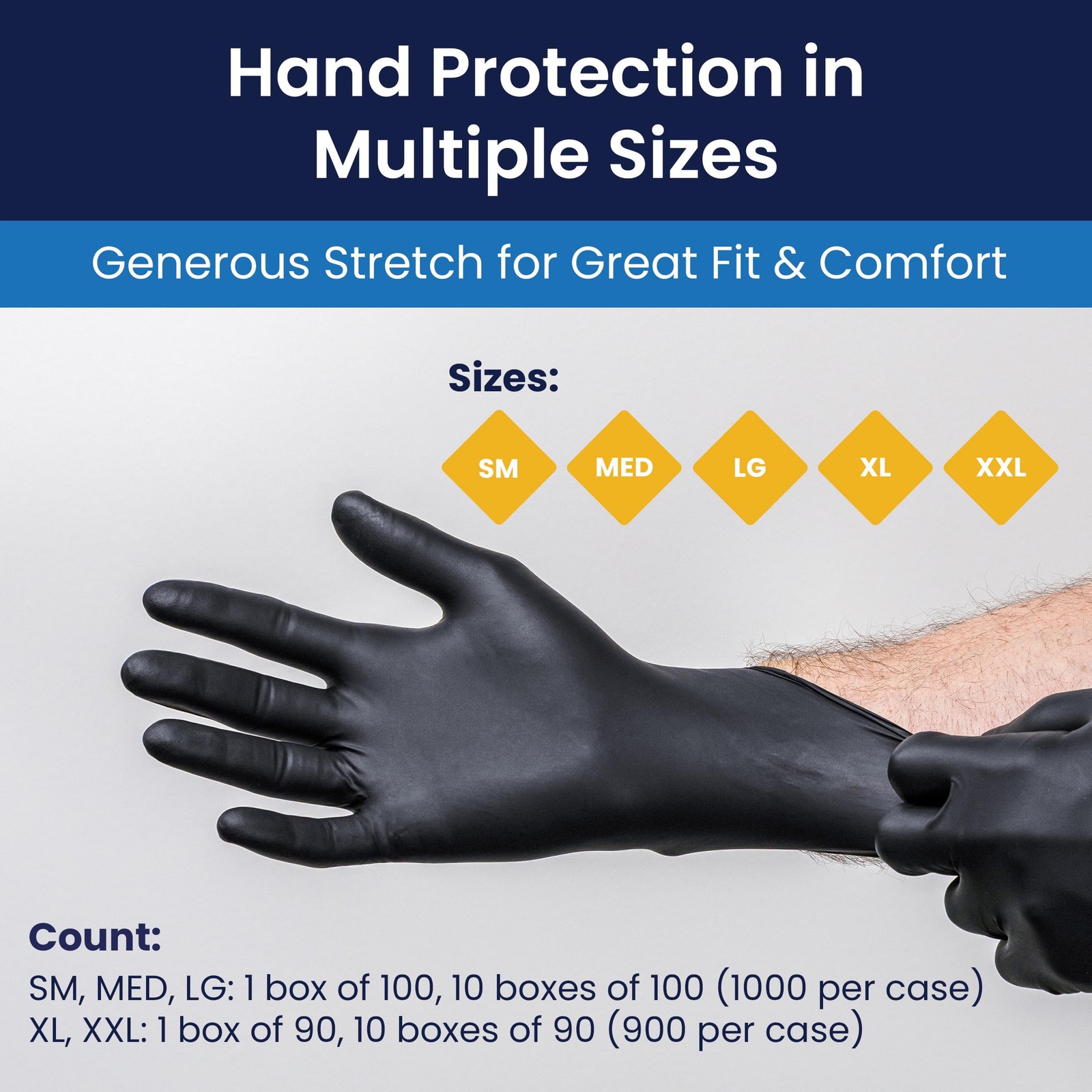 Dark Light 9 mil Nitrile Powder Free Exam Gloves (Black), Large – Box of 100 …