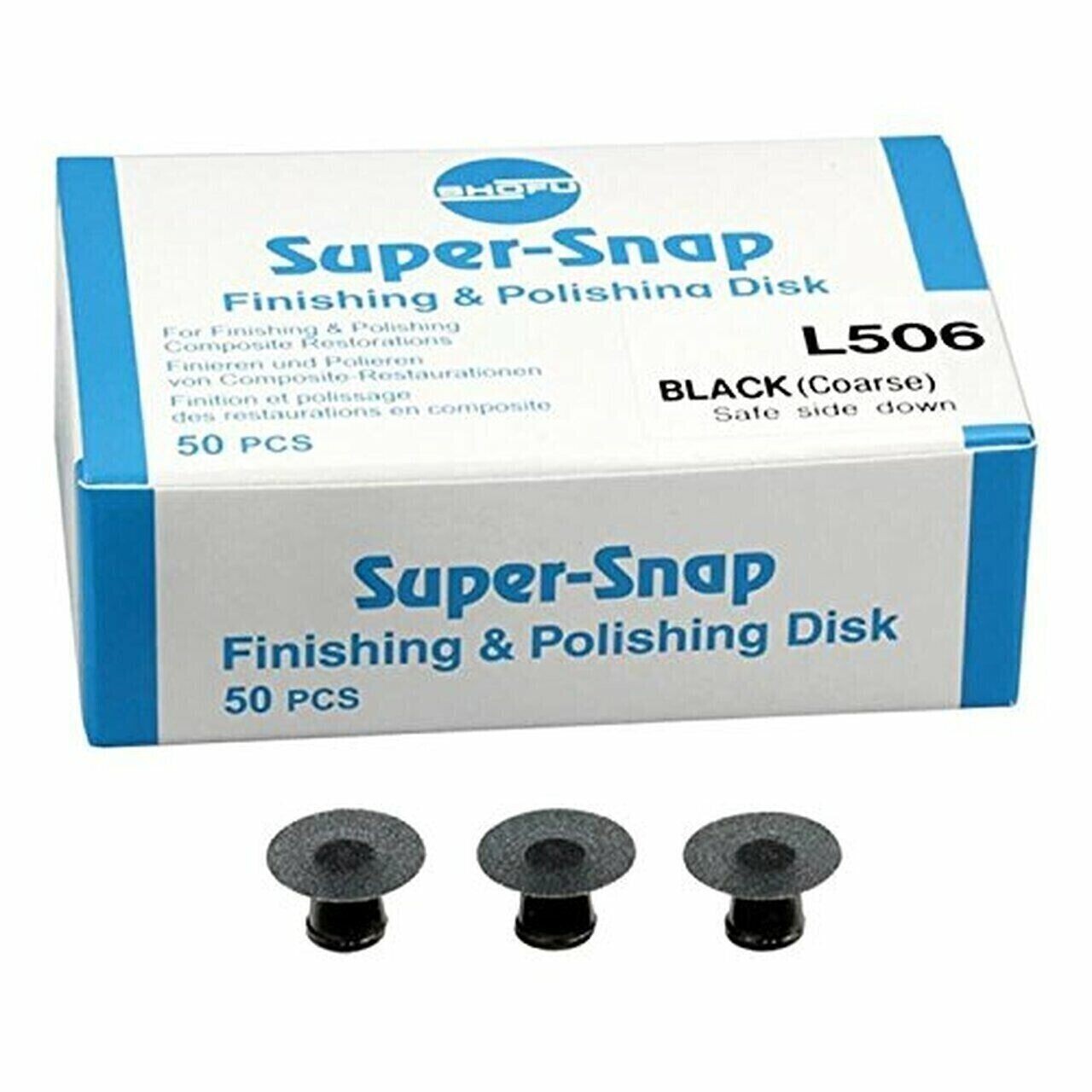 3 X SHOFU Super Snap Finishing & Polishing 50 Disc Pack L506 BLACK COARSE