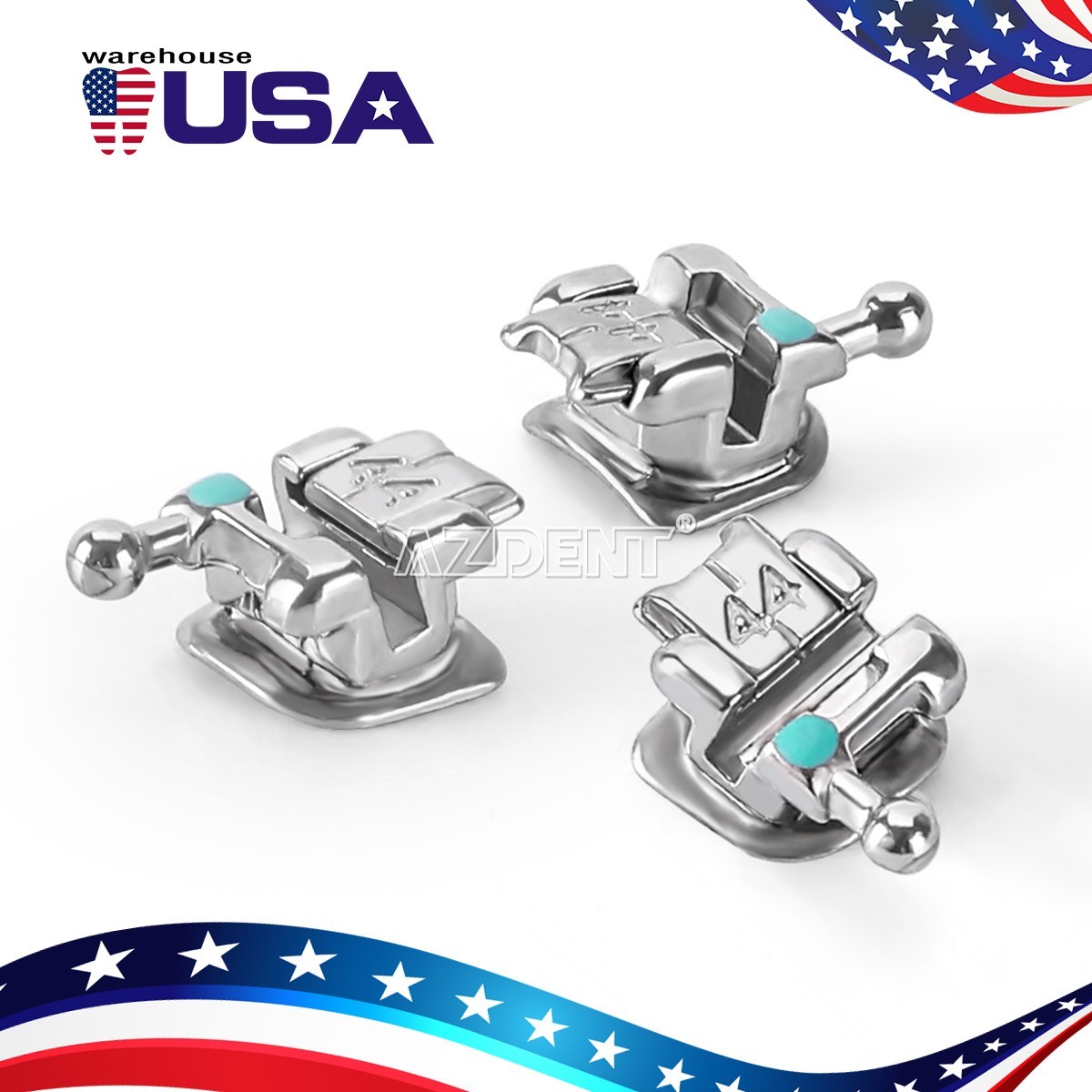 AZDENT Dental Ortho Brackets Active Self-Ligating Brace Mini Roth 022 Hooks 345