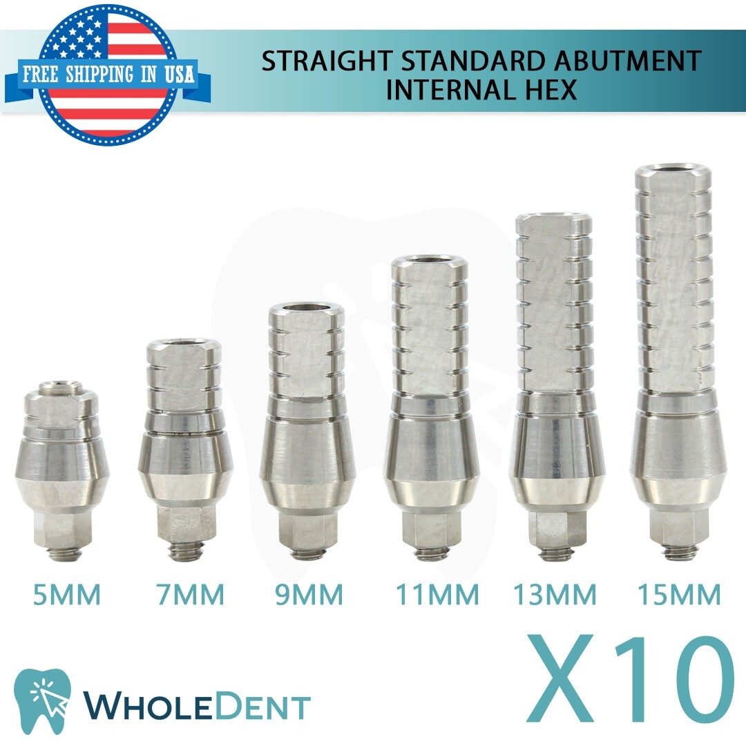 10x Straight Abutment Standard Platform Ø4.5mm Int Hex 2.42mm Dental Instrument