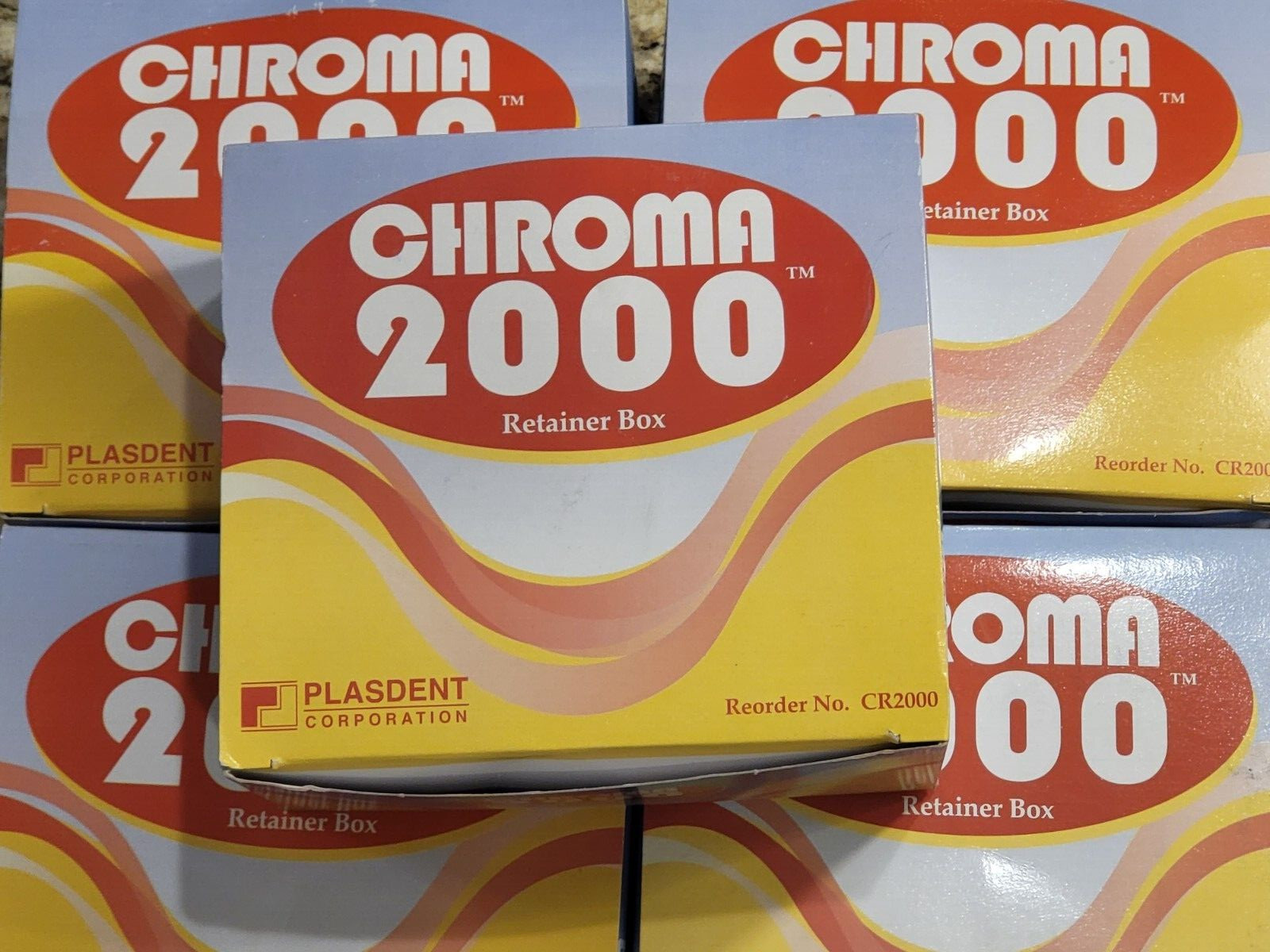 *** LOT OF 5*** Plasdent CR2000-2X Chroma Dental Retainer Boxes Blue 12/Pk (60)