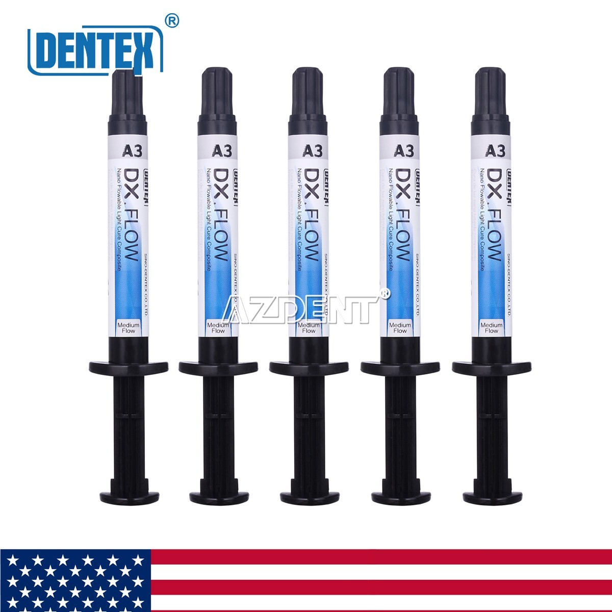 Dental Flowable Light Cure Composite Resin Medium Flow DENTEX