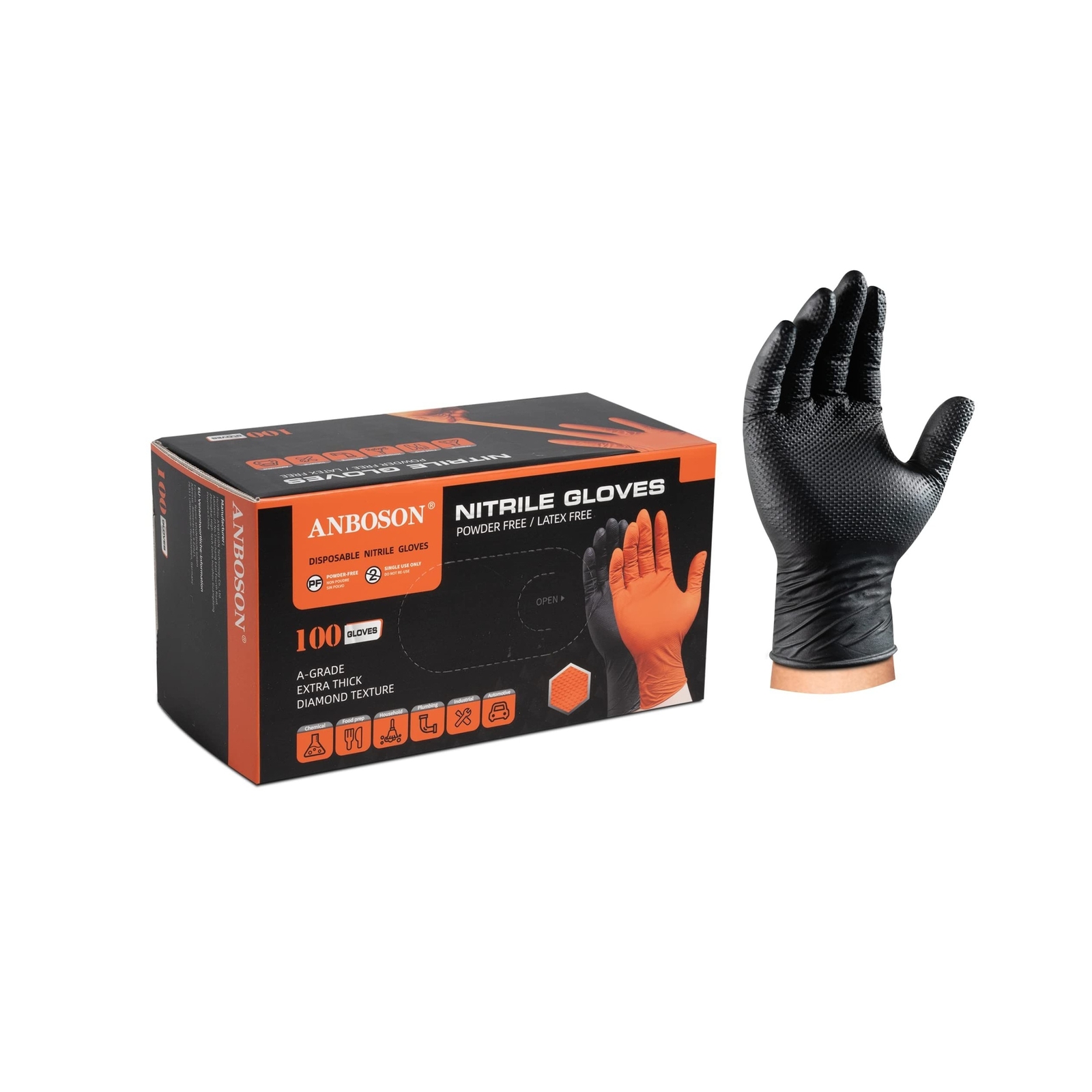 10mil Nitrile-Gloves Disposable-Black Chemical-Resistant Rubber – Mechanic Gl…