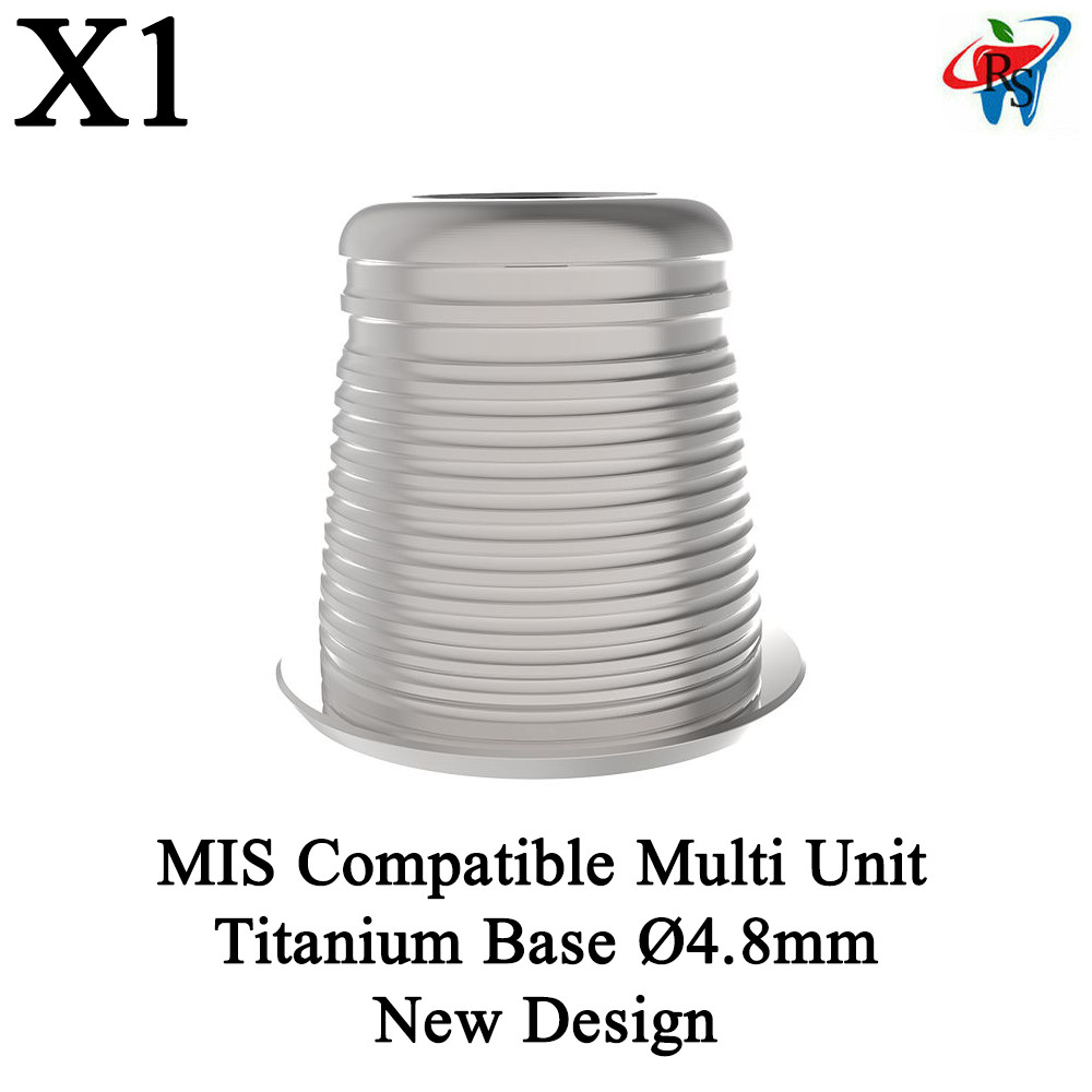 New Design Titanium Base – Ø4.8mm Compatible With MIS Multi Unit System Titanium
