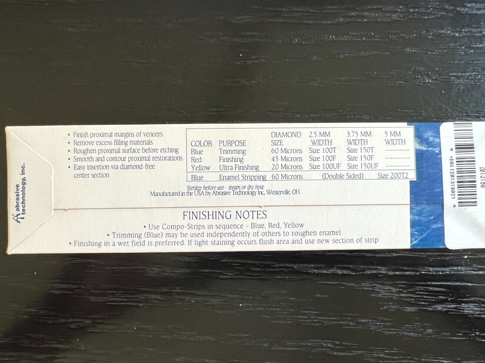 Compo-Strip Diamond Finishing Strips Single Side 60 micron Blue Refil – Premier
