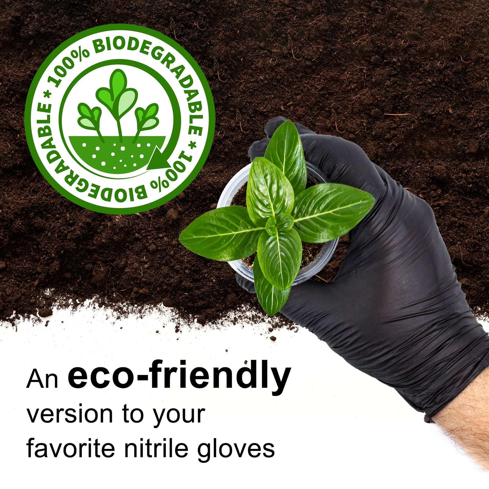 FifthPulse 150 Count Large Biodegradable Gloves – Black Nitrile Disposable