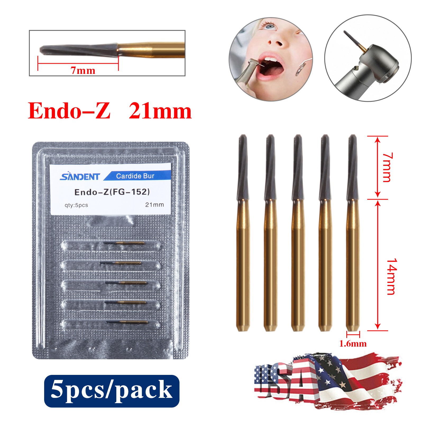 5pcs Dental Surgical Bur Long 557L 702L 701 558 556 Carbide Burr 25mm High Speed