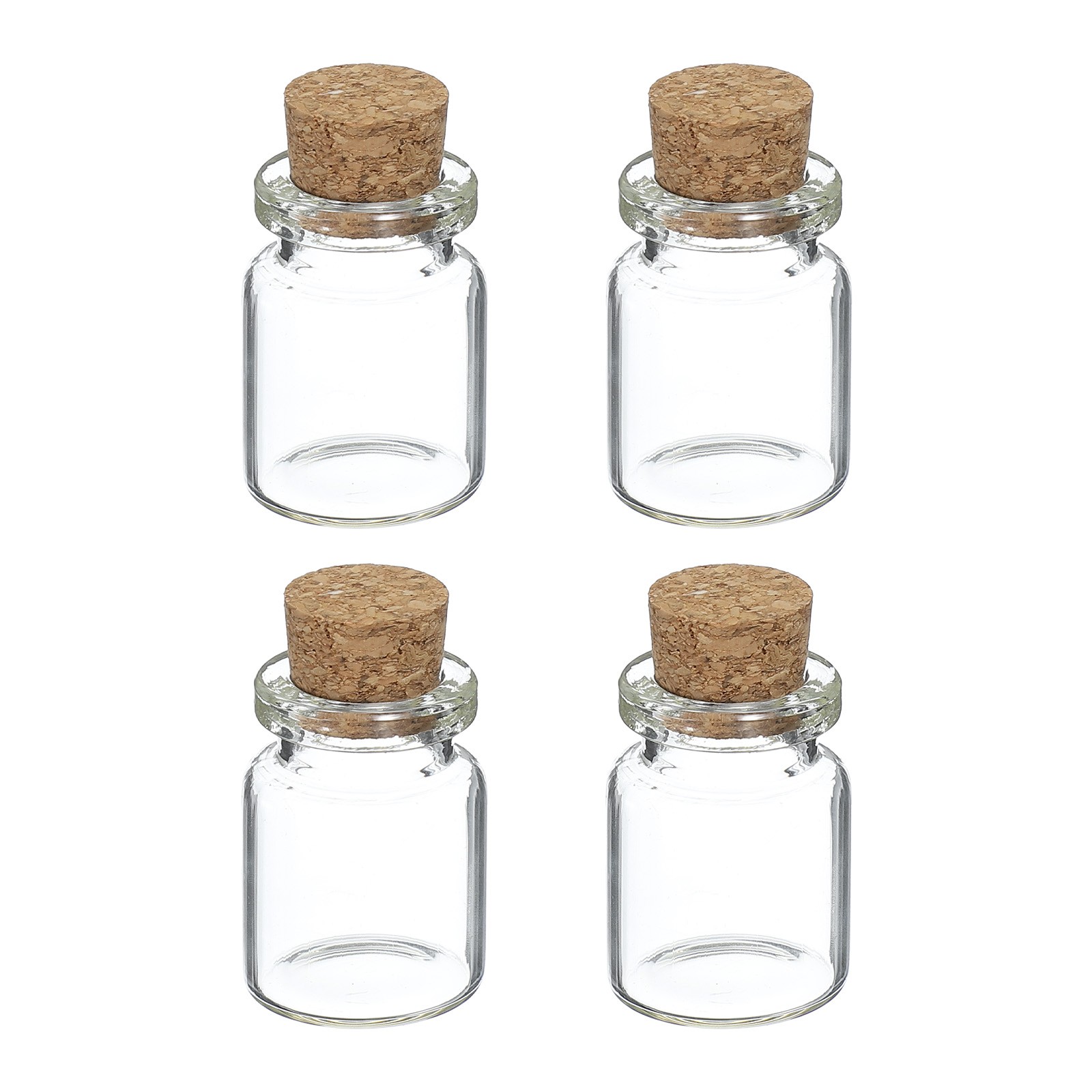 4Pcs Mini Glass Bottles with Cork Stoppers, 5ml/0.17oz Small Clear Glass Jars