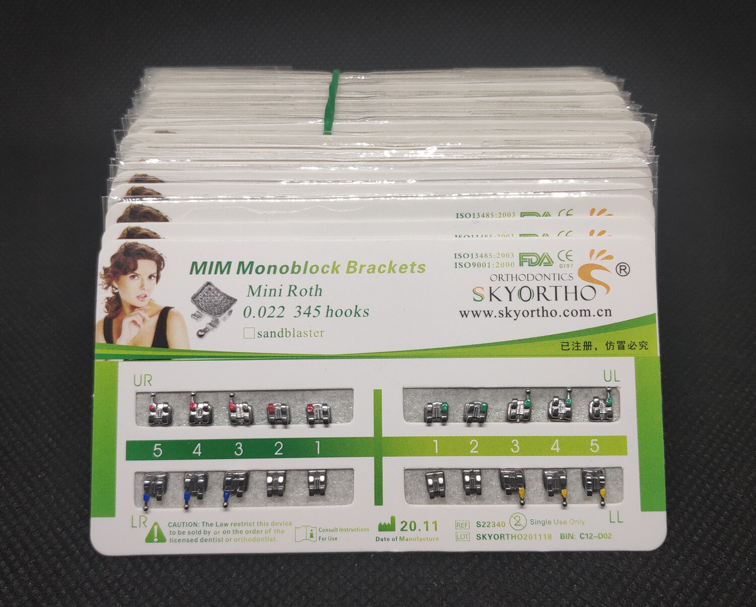 10Sets Dental Orthodontic Brackets MIM Monoblock Mini Roth/MBT 022 345 Hooks