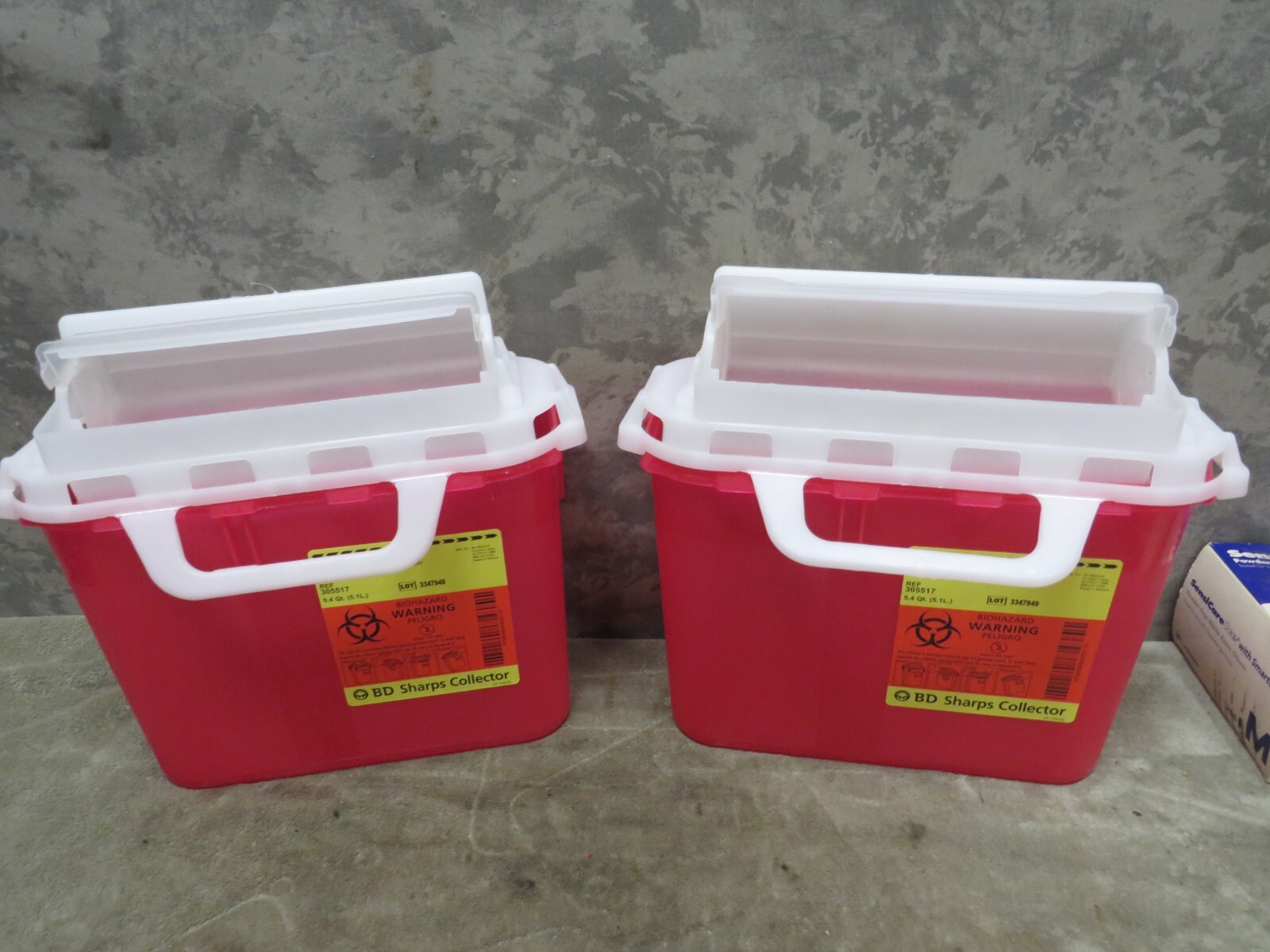Qty 2 BD Sharps Collector 5.4 Qt Medical Biohazard Waste 1.35 Gal