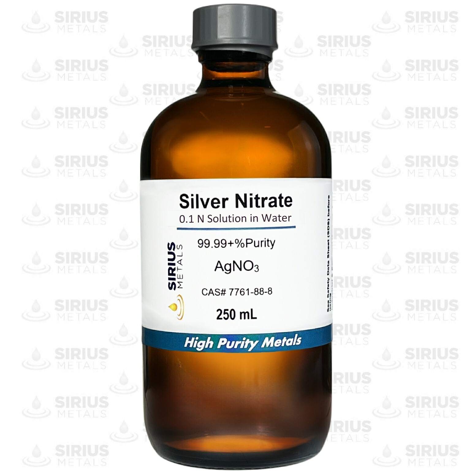 Silver Nitrate (CAS# 7761-88-8) – 0.1 Normal Solution of AgNO3 in water – 250 mL