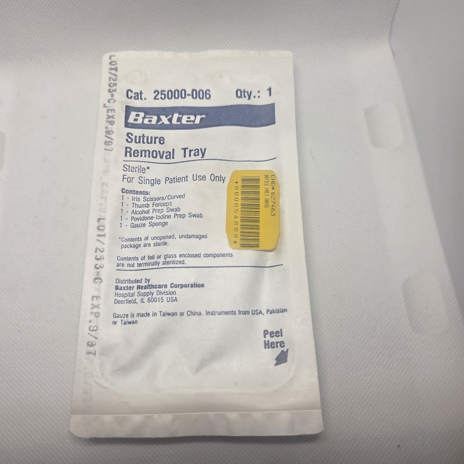 Baxter Suture Removal Tray Sealed