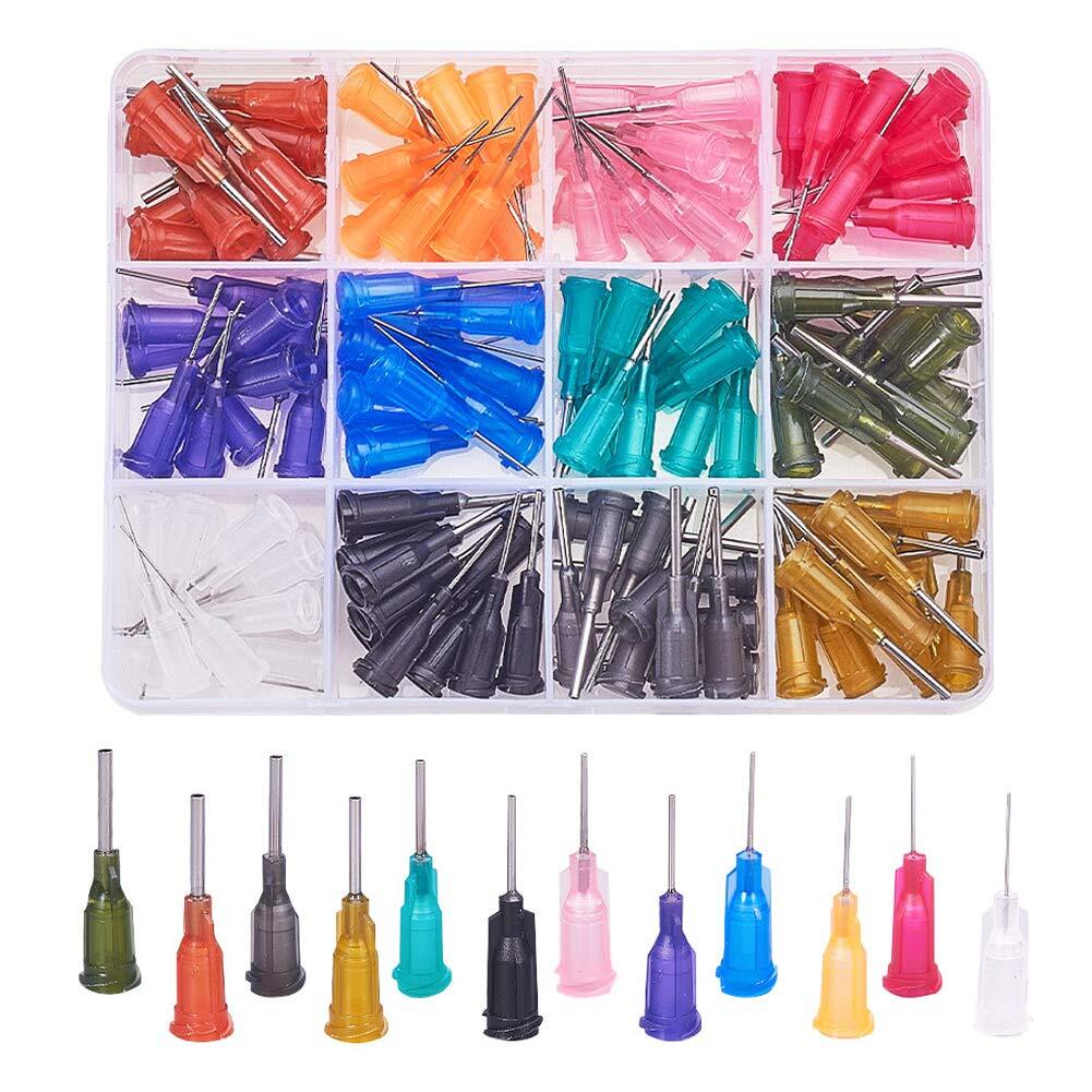144PCS Gauge Blunt Tip Syringe Needles Dispensing Needle w/ Lure Lock, 12 sizes