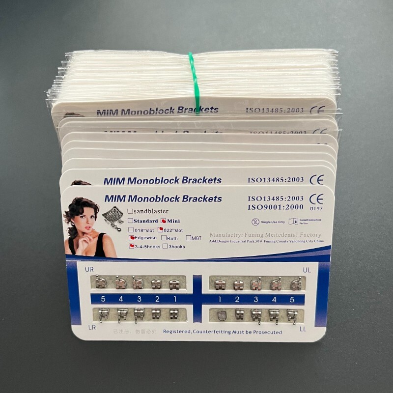 10Set Dental Orthodontics MIM Monoblock Brackets Mini Edgewise 022 345/3/no hook