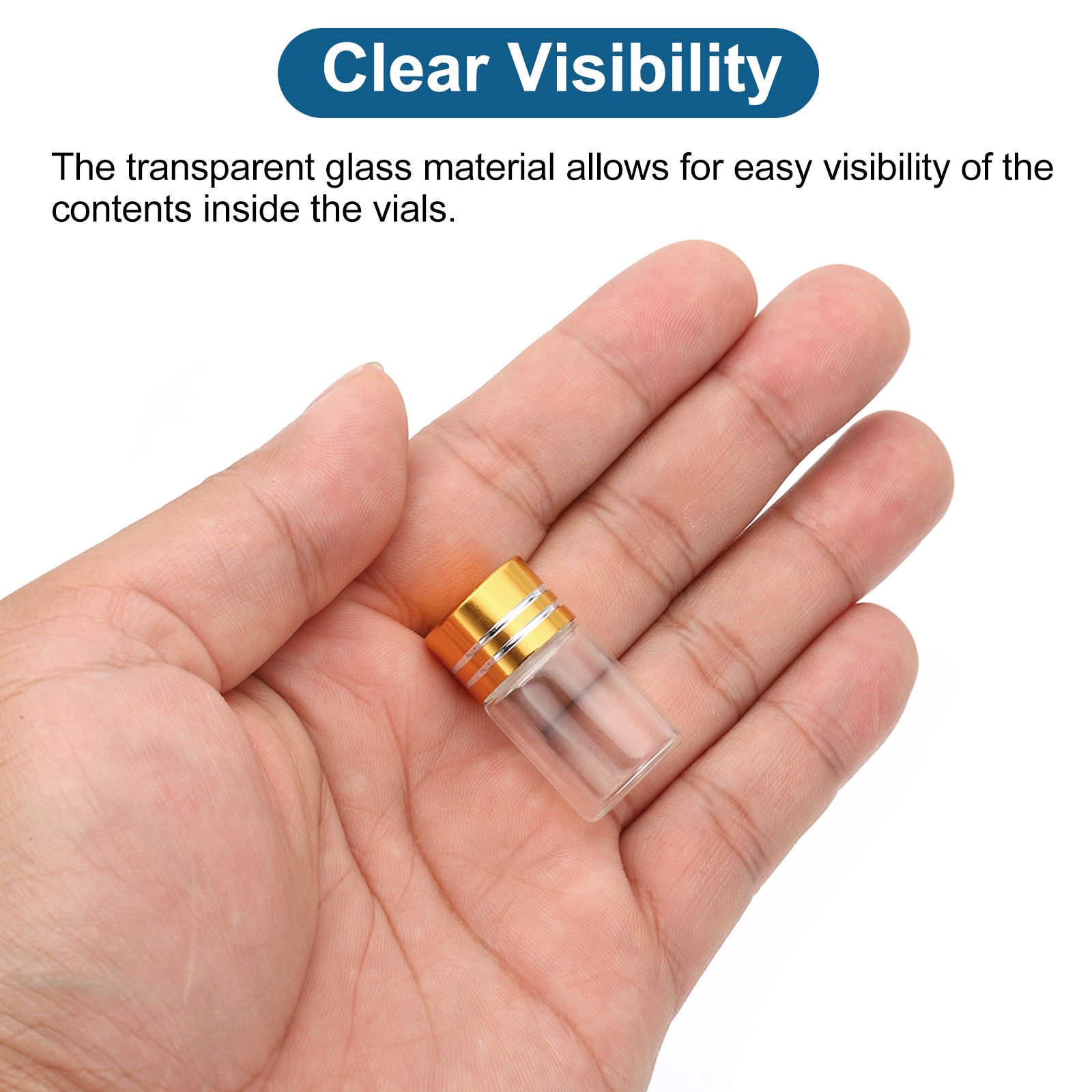 2ml Tiny Glass Bottles Vials 100Pcs Mini Clear Bottles Glass Screw Cap Golden