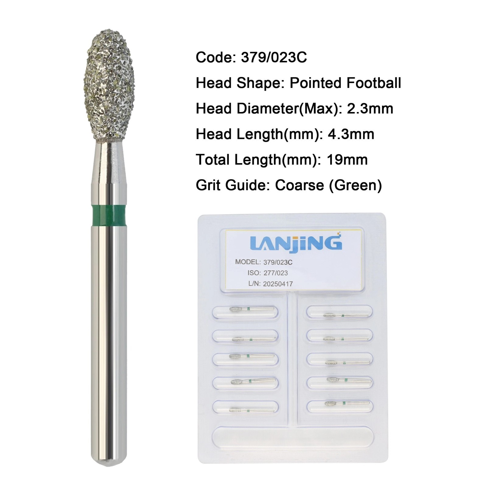 Dental Diamond Burs FG Egg Football Barrel Pear 330 High Speed Friction Grip 379