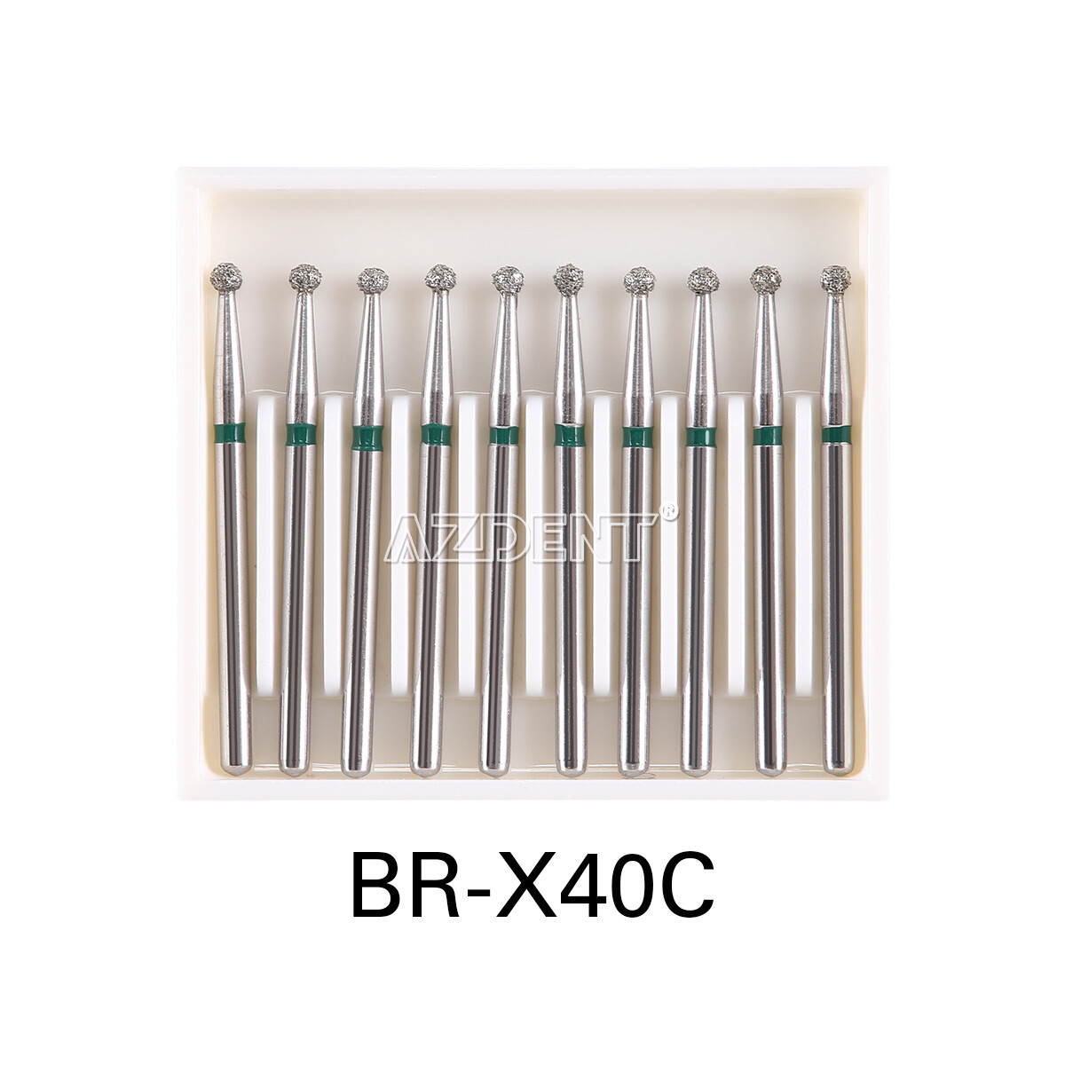 AZDENT 100pcs Dental Diamond Burs Ball Round FG 1.6mm for High Speed Handpiece