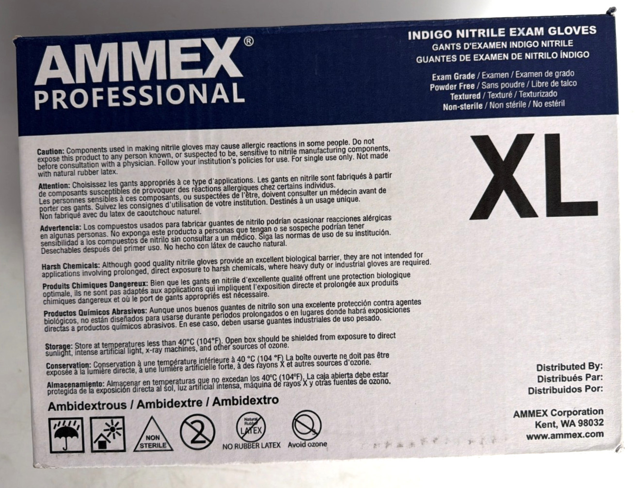 [NEW] (AINPF48100) AMMEX Professional Indigo Nitrile Exam Gloves, Powder-Free XL
