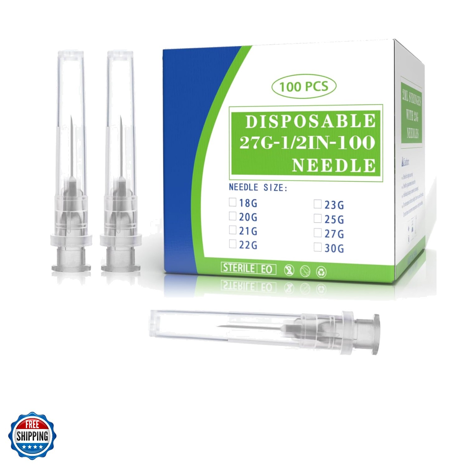 27 Ga 1/2 Inch 13MM Disposable Needles for Lab Supplies and Dispensing Access…