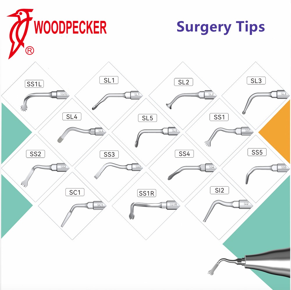 Woodpecker Sliver Tips for Bone Surgery Surgic Smart Satelec Handpiece SS1L SS1R