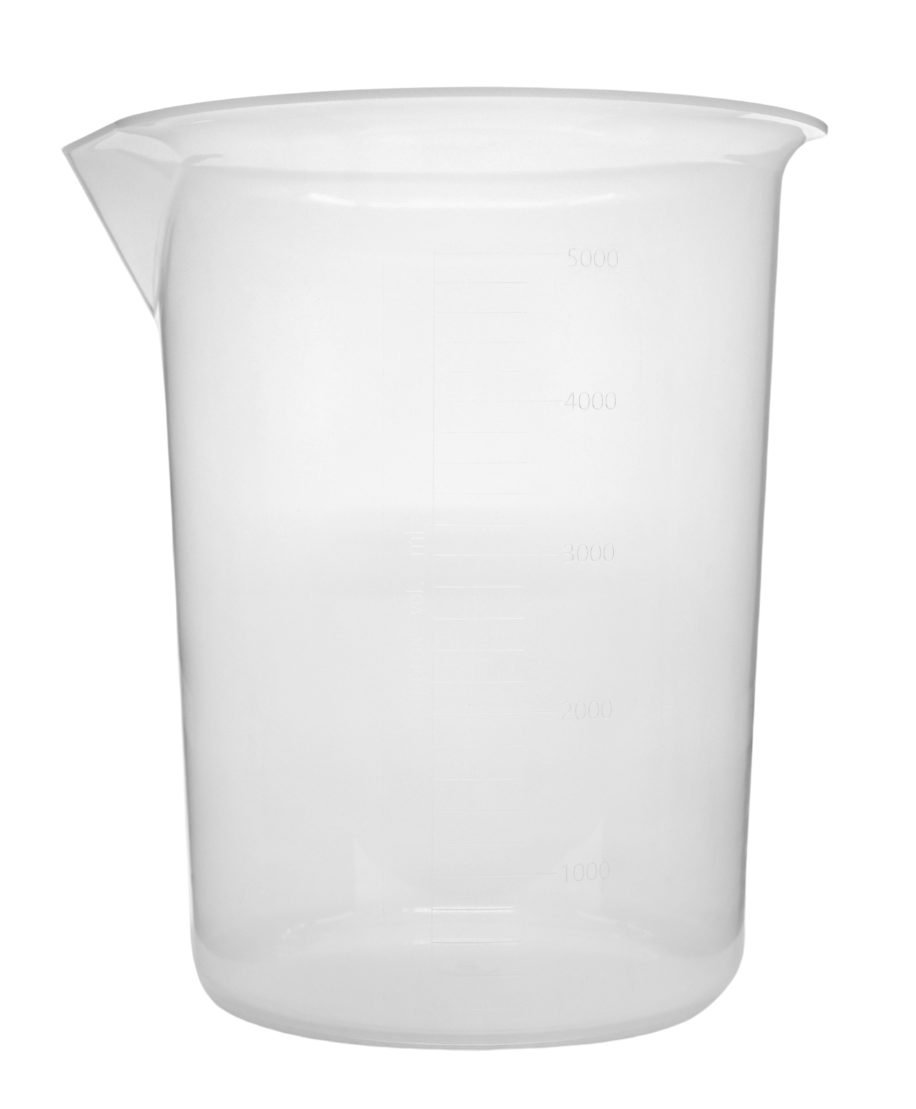 Plastic Beaker, 5000ml – Polypropylene – Raised Graduations – Eisco Labs
