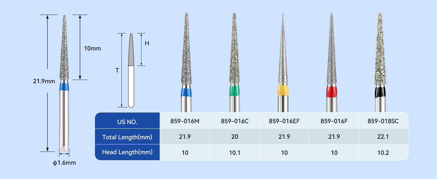 Dental Diamond Burs Needle Type FG Medium/Fine/Coarse Grit Friction Grip Burs