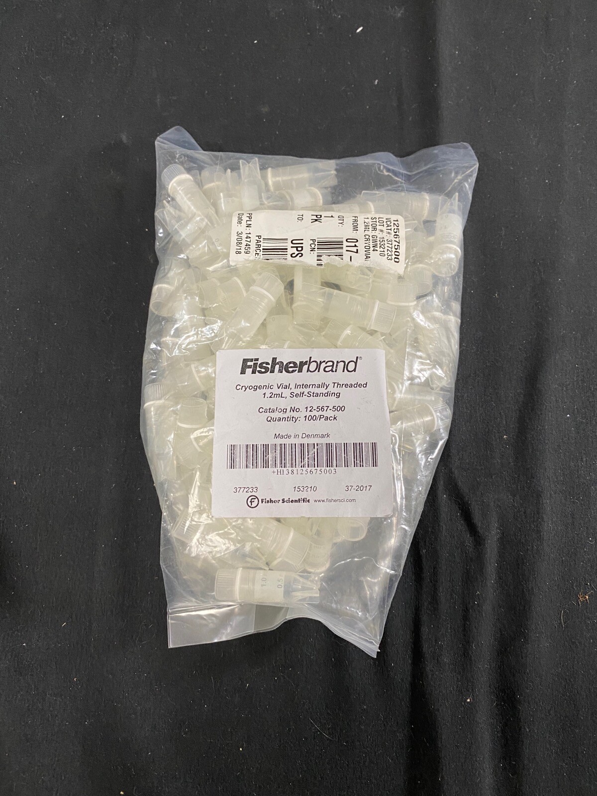 FISHERBRAND 1.2mL External/Internal Threaded Cryogenic Vials 12-567-500 (100/cs)