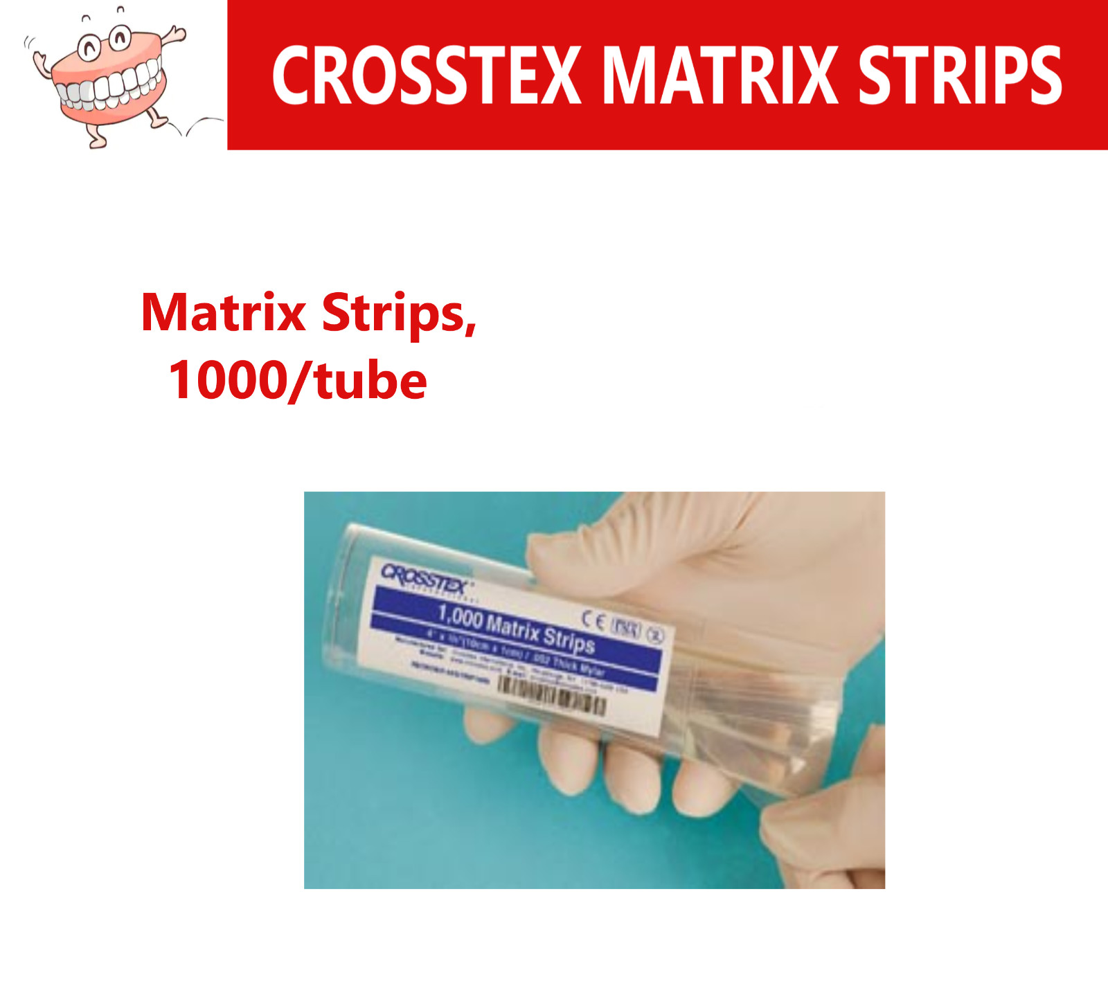 Dental CROSSTEX MATRIX STRIPS 1000/Tb, #KSTRIP1000, Made USA, 0.002˝/60 µ thick