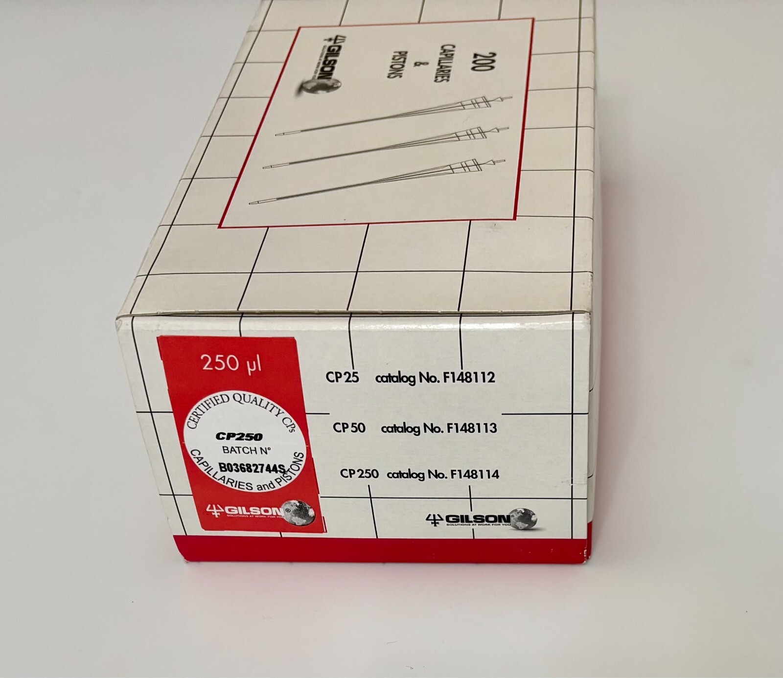 Gilson 25. 50 and 250 uL Capillaries & Pistons, 200 Tips