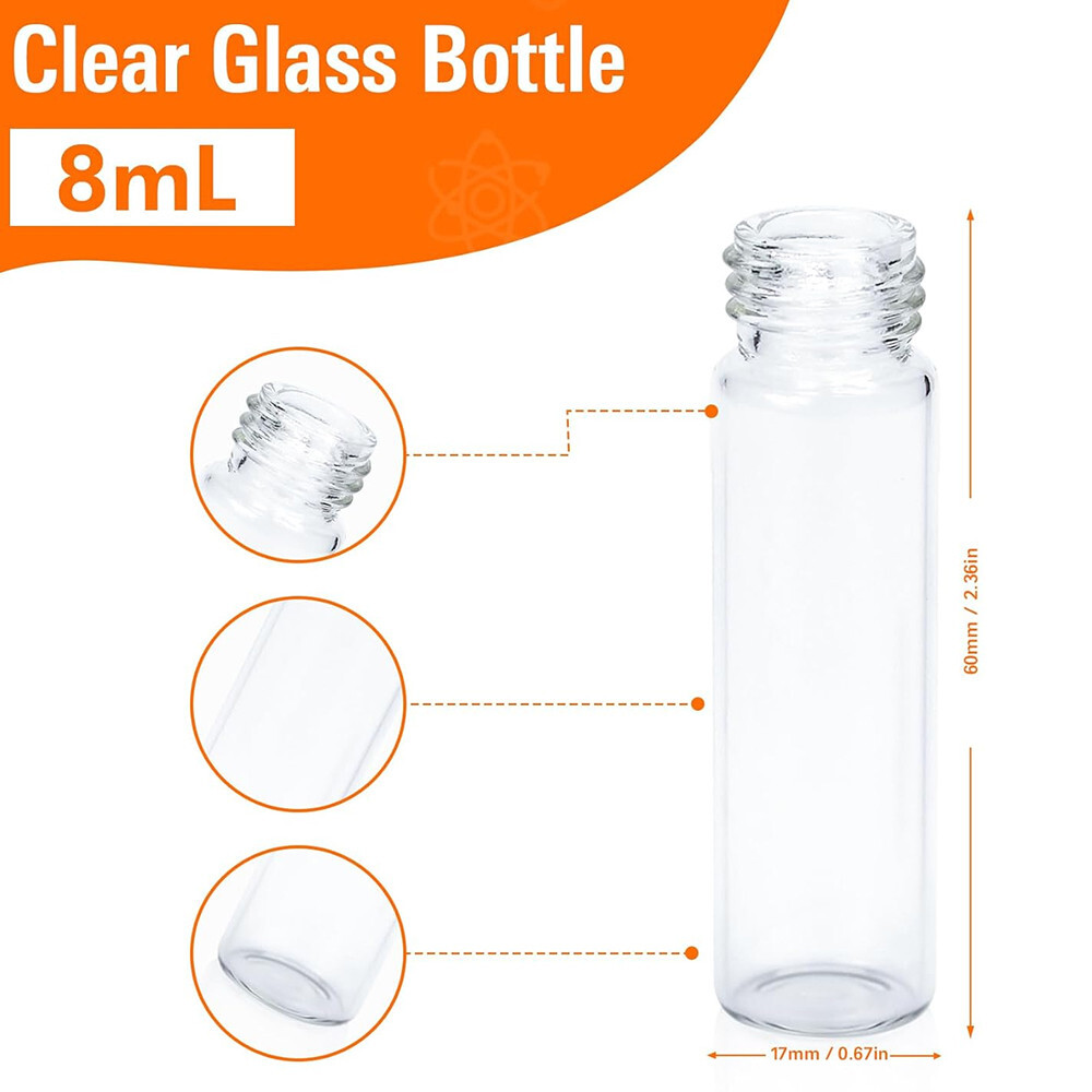 100*5ML Mini Liquid Sample Bottle&Screw Caps,Lab Vial Containers,for Perfume Oil