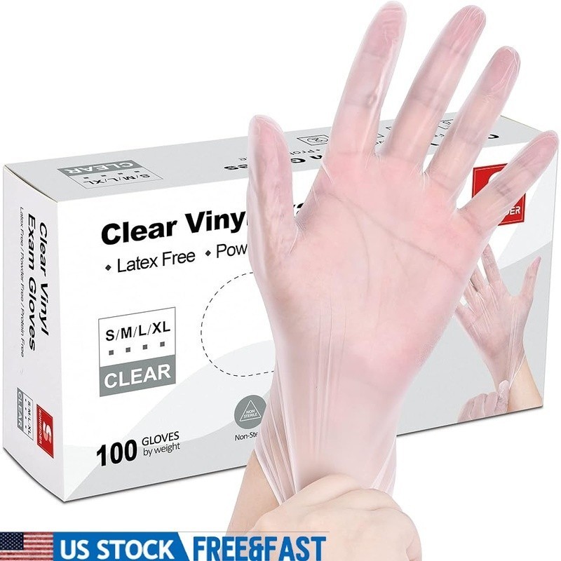 Medical Vinyl Exam Gloves Disposable Latex Free Food Safe Multipurpose 100 Ct US
