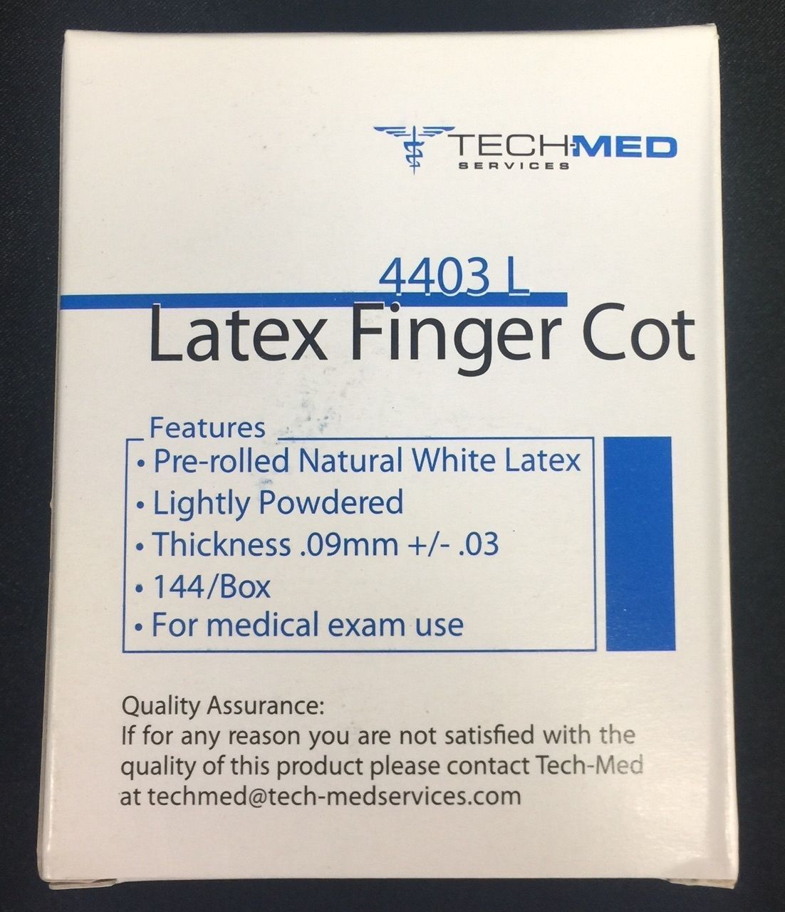 2x TECH-MED SERVICES LATEX FINGER COTS – LARGE 144/BX