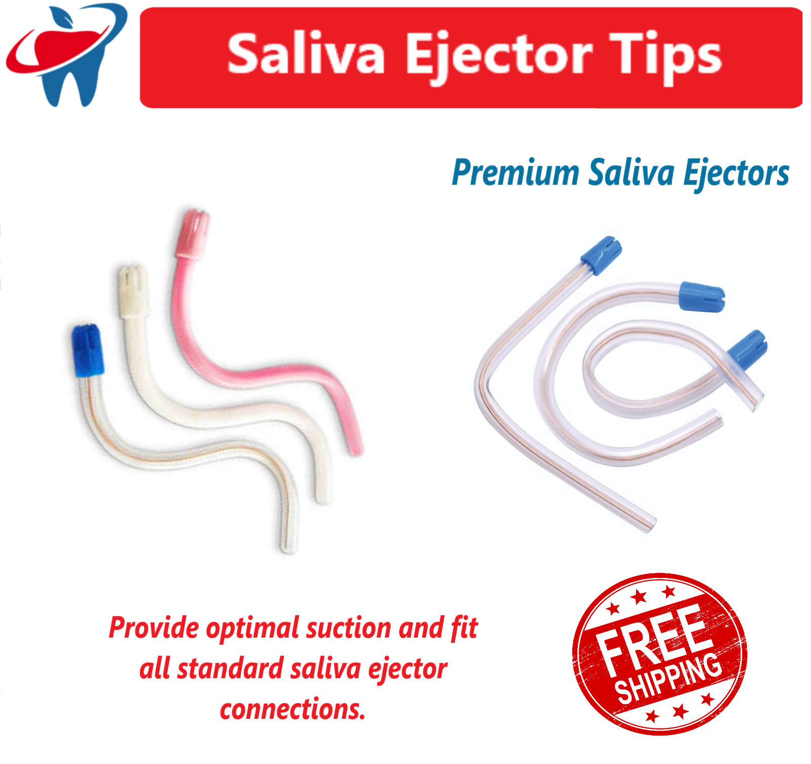 100-1000/Box Dental Saliva Ejectors Suction Ejector Blue Or White, US Manufactur
