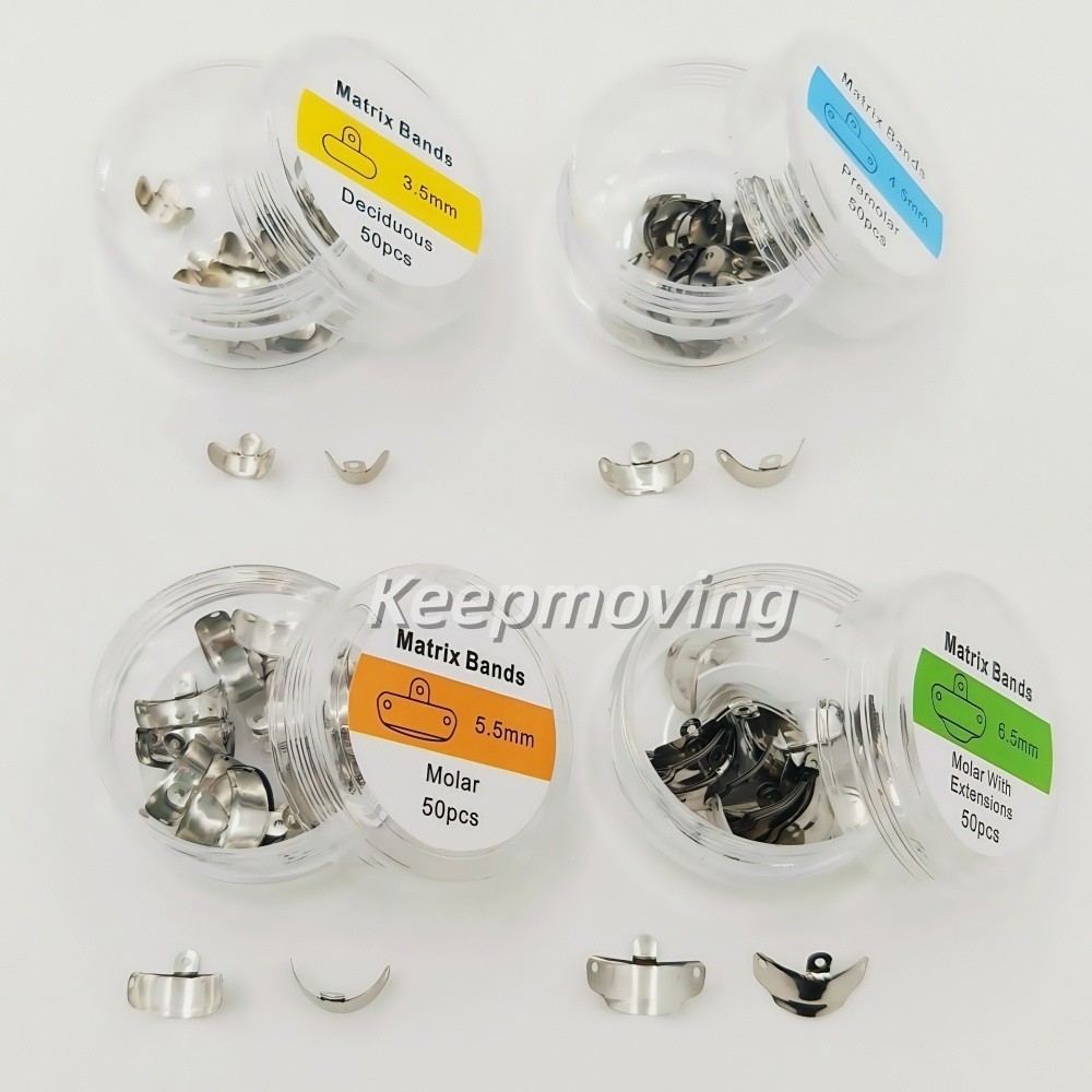 50 Pcs Dental Matrix Band 3D Hole Protrusions Contoured Matrices 3.5mm-6.5mm